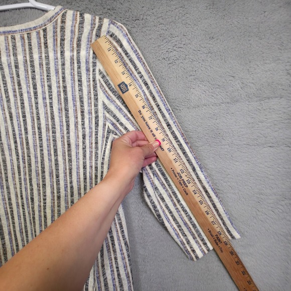 Studio B‎ Bobeau Top Womens XL Gray Striped Tie Hem Draped Open Knit Slouchy - Picture 9 of 13